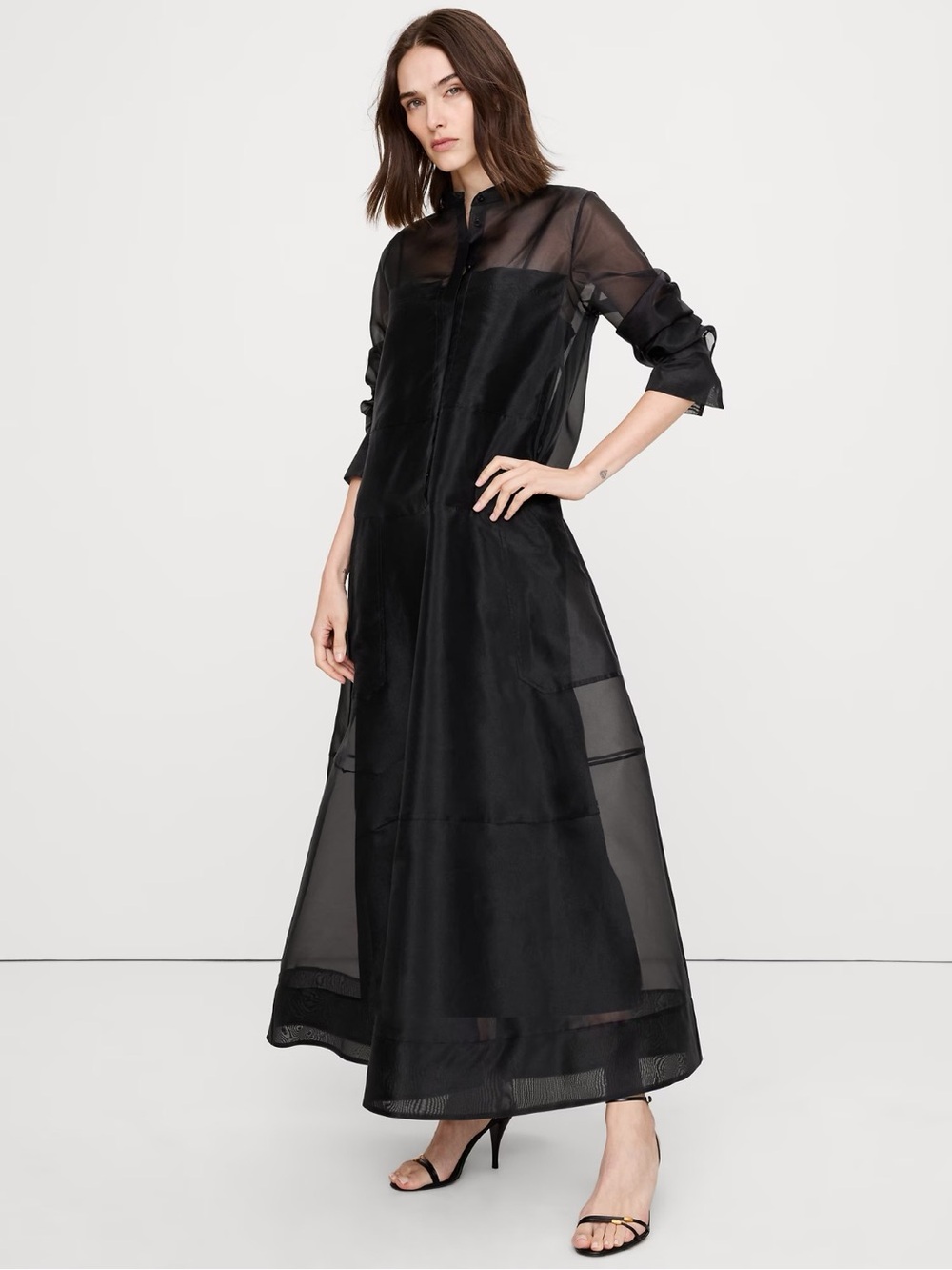 Banana Republic Black Shimmer A-Line Maxi Dress